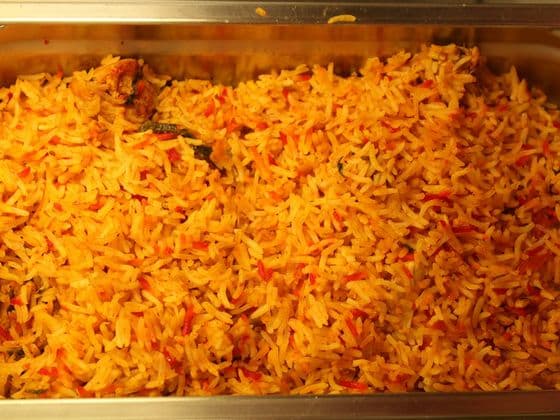 A tray of jollof rice
